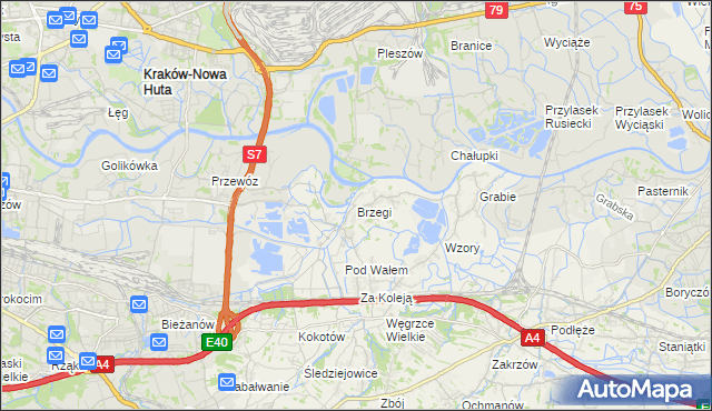 mapa Brzegi gmina Wieliczka, Brzegi gmina Wieliczka na mapie Targeo