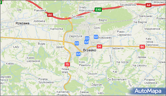 mapa Brzesko, Brzesko na mapie Targeo