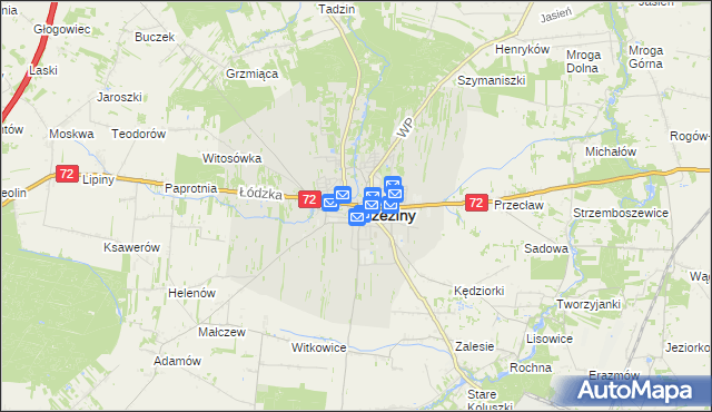mapa Brzeziny, Brzeziny na mapie Targeo