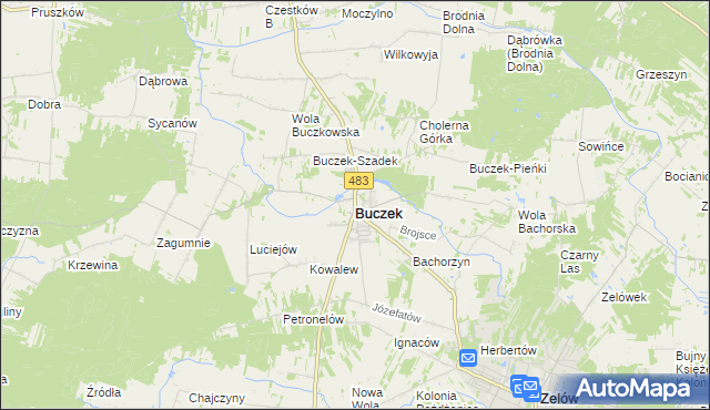 mapa Buczek powiat łaski, Buczek powiat łaski na mapie Targeo