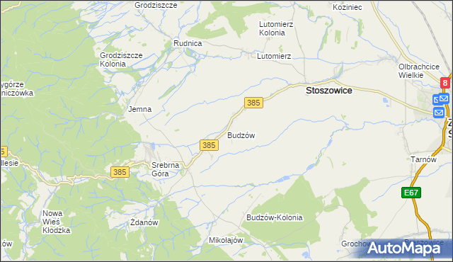 mapa Budzów gmina Stoszowice, Budzów gmina Stoszowice na mapie Targeo
