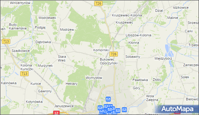 mapa Bukowiec Opoczyński, Bukowiec Opoczyński na mapie Targeo