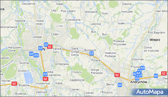 mapa Bulowice, Bulowice na mapie Targeo