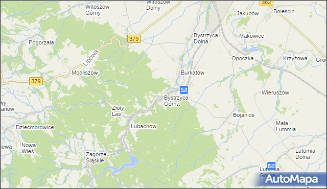 mapa Bystrzyca Górna, Bystrzyca Górna na mapie Targeo