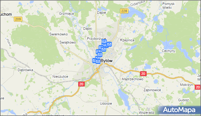 mapa Bytów, Bytów na mapie Targeo