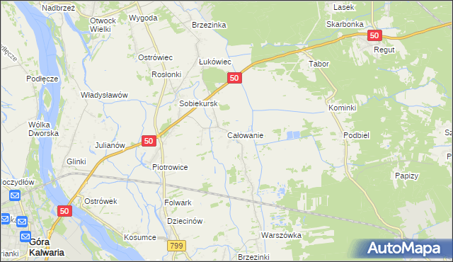 mapa Całowanie, Całowanie na mapie Targeo