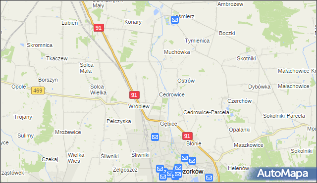 mapa Cedrowice, Cedrowice na mapie Targeo