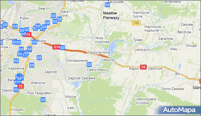 mapa Cedzyna, Cedzyna na mapie Targeo