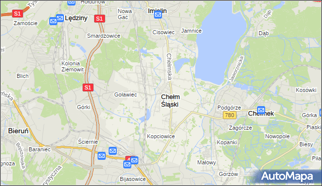 mapa Chełm Śląski, Chełm Śląski na mapie Targeo