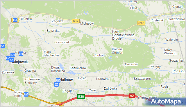 mapa Chobot gmina Halinów, Chobot gmina Halinów na mapie Targeo