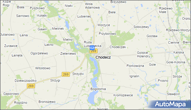 mapa Chodecz powiat włocławski, Chodecz powiat włocławski na mapie Targeo
