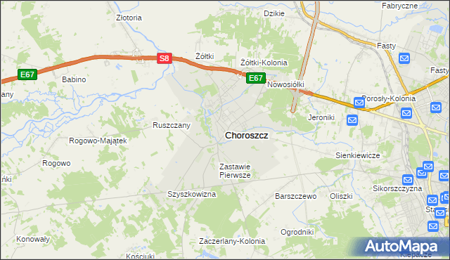 mapa Choroszcz, Choroszcz na mapie Targeo