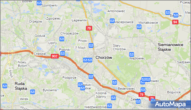 mapa Chorzów, Chorzów na mapie Targeo