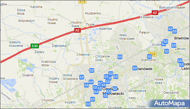 mapa Chrzanów Duży, Chrzanów Duży na mapie Targeo