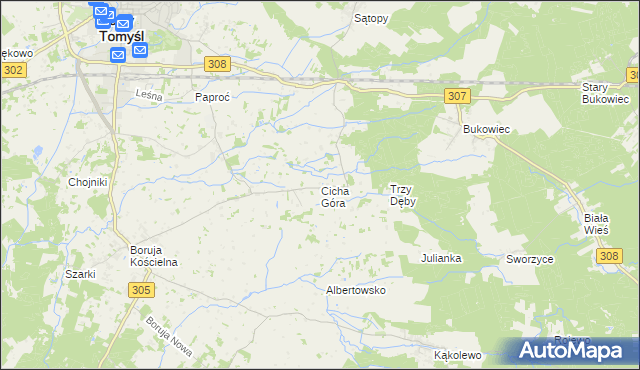 mapa Cicha Góra, Cicha Góra na mapie Targeo