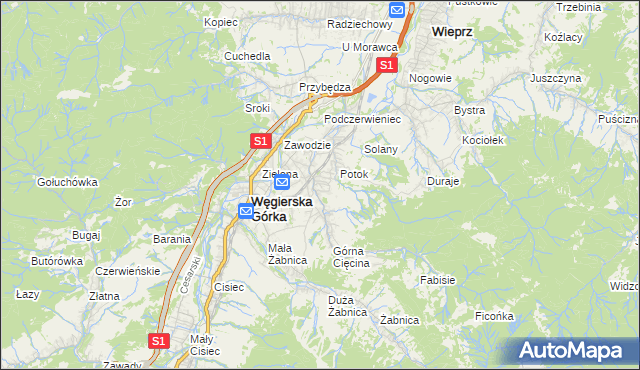 mapa Cięcina, Cięcina na mapie Targeo