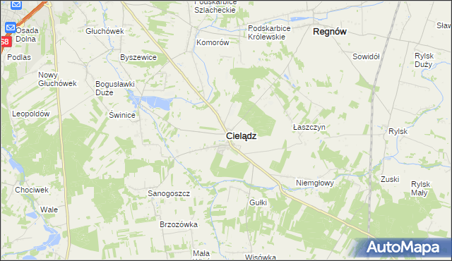 mapa Cielądz, Cielądz na mapie Targeo