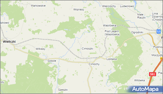 mapa Cimoszki, Cimoszki na mapie Targeo