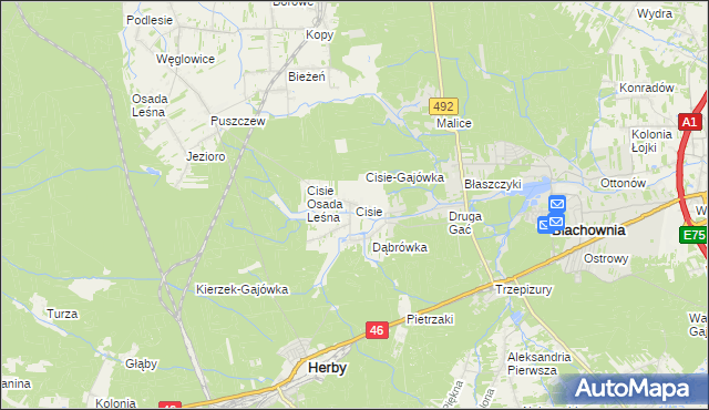 mapa Cisie gmina Blachownia, Cisie gmina Blachownia na mapie Targeo