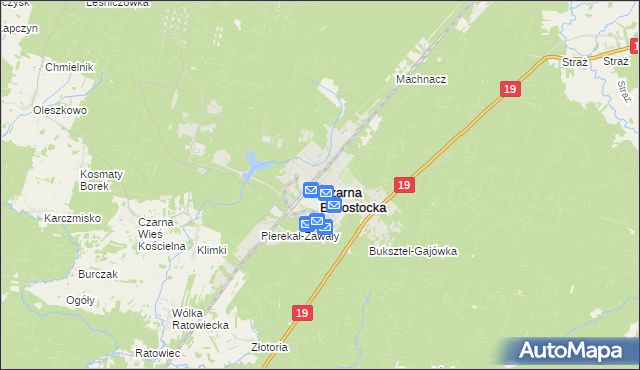 mapa Czarna Białostocka, Czarna Białostocka na mapie Targeo