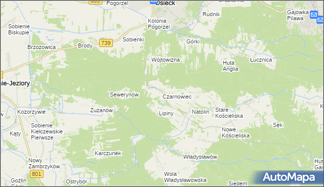 mapa Czarnowiec gmina Osieck, Czarnowiec gmina Osieck na mapie Targeo