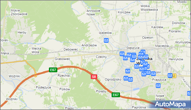 mapa Czechy gmina Zduńska Wola, Czechy gmina Zduńska Wola na mapie Targeo