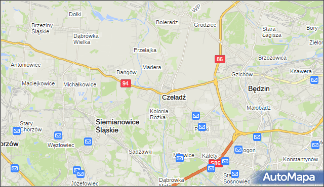 mapa Czeladź, Czeladź na mapie Targeo