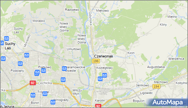 mapa Czerwonak, Czerwonak na mapie Targeo