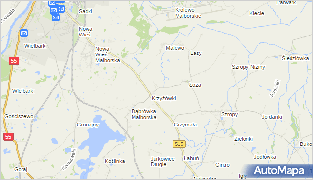 mapa Czerwony Dwór gmina Stary Targ, Czerwony Dwór gmina Stary Targ na mapie Targeo