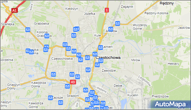 mapa Częstochowy, Częstochowa na mapie Targeo