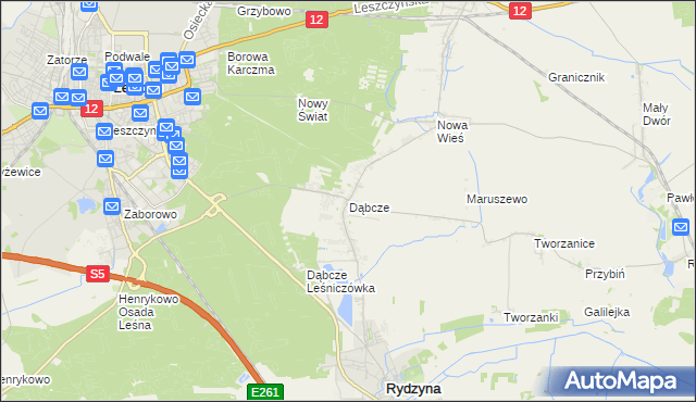 mapa Dąbcze, Dąbcze na mapie Targeo