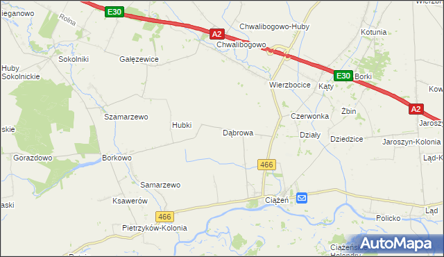 mapa Dąbrowa gmina Lądek, Dąbrowa gmina Lądek na mapie Targeo