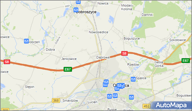 mapa Dąbrowa gmina Oleśnica, Dąbrowa gmina Oleśnica na mapie Targeo