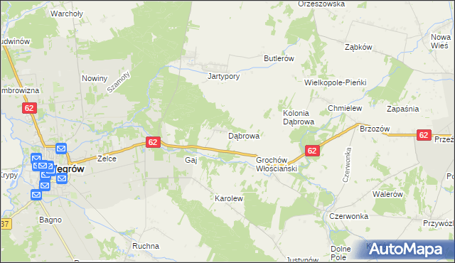 mapa Dąbrowa gmina Sokołów Podlaski, Dąbrowa gmina Sokołów Podlaski na mapie Targeo