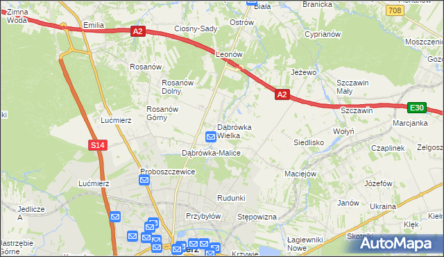 mapa Dąbrówka-Strumiany, Dąbrówka-Strumiany na mapie Targeo