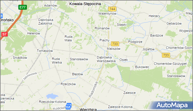 mapa Dąbrówka Warszawska, Dąbrówka Warszawska na mapie Targeo