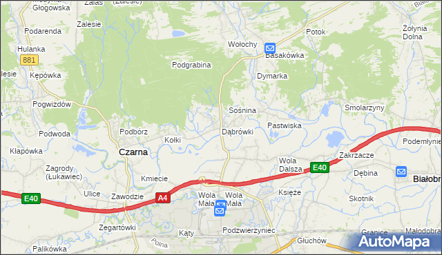 mapa Dąbrówki gmina Czarna, Dąbrówki gmina Czarna na mapie Targeo