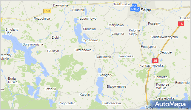 mapa Daniłowce, Daniłowce na mapie Targeo