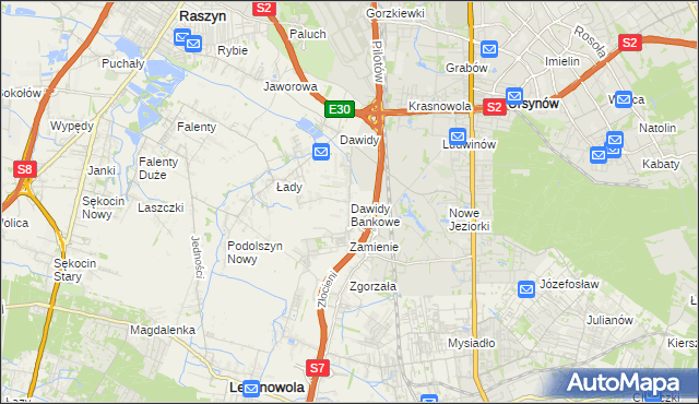 mapa Dawidy Bankowe, Dawidy Bankowe na mapie Targeo