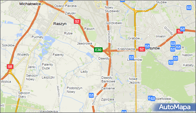 mapa Dawidy gmina Raszyn, Dawidy gmina Raszyn na mapie Targeo