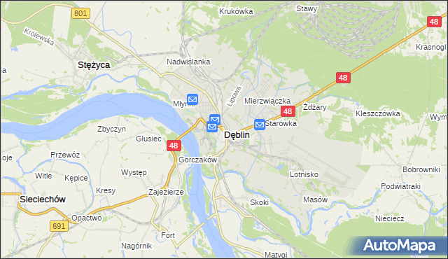 mapa Dęblin, Dęblin na mapie Targeo