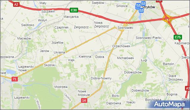 mapa Dobra gmina Stryków, Dobra gmina Stryków na mapie Targeo