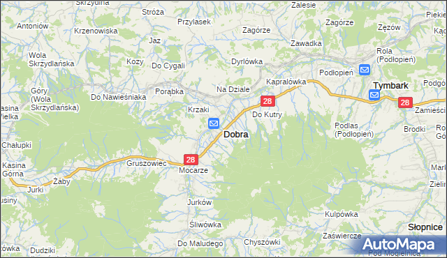 mapa Dobra powiat limanowski, Dobra powiat limanowski na mapie Targeo