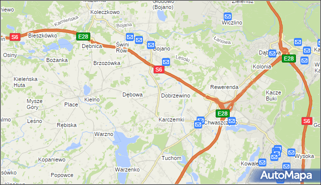 mapa Dobrzewino, Dobrzewino na mapie Targeo