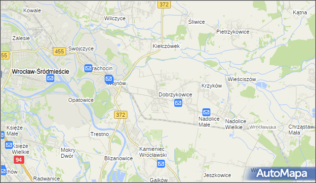 mapa Dobrzykowice, Dobrzykowice na mapie Targeo