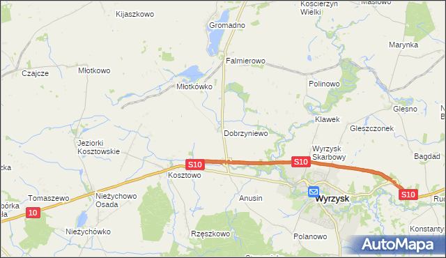 mapa Dobrzyniewo, Dobrzyniewo na mapie Targeo