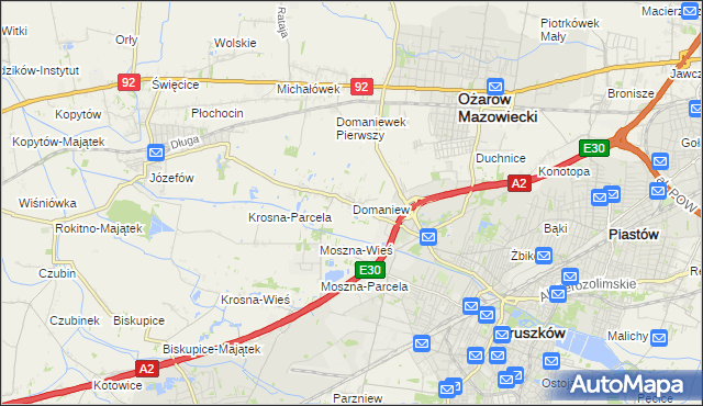 mapa Domaniew gmina Brwinów, Domaniew gmina Brwinów na mapie Targeo