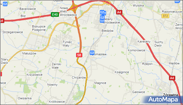 mapa Domasław, Domasław na mapie Targeo