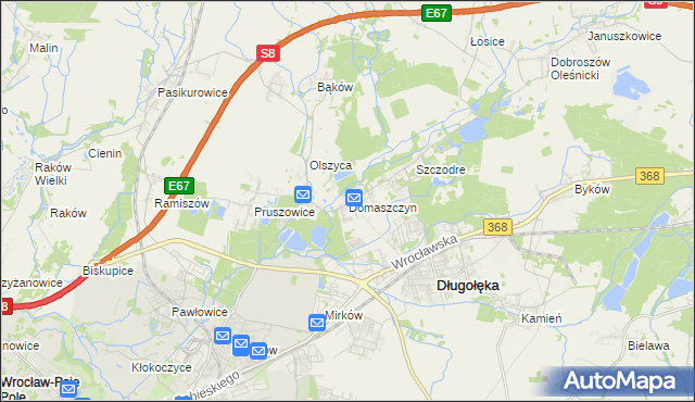 mapa Domaszczyn, Domaszczyn na mapie Targeo