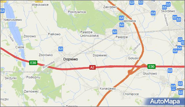 mapa Dopiewiec, Dopiewiec na mapie Targeo